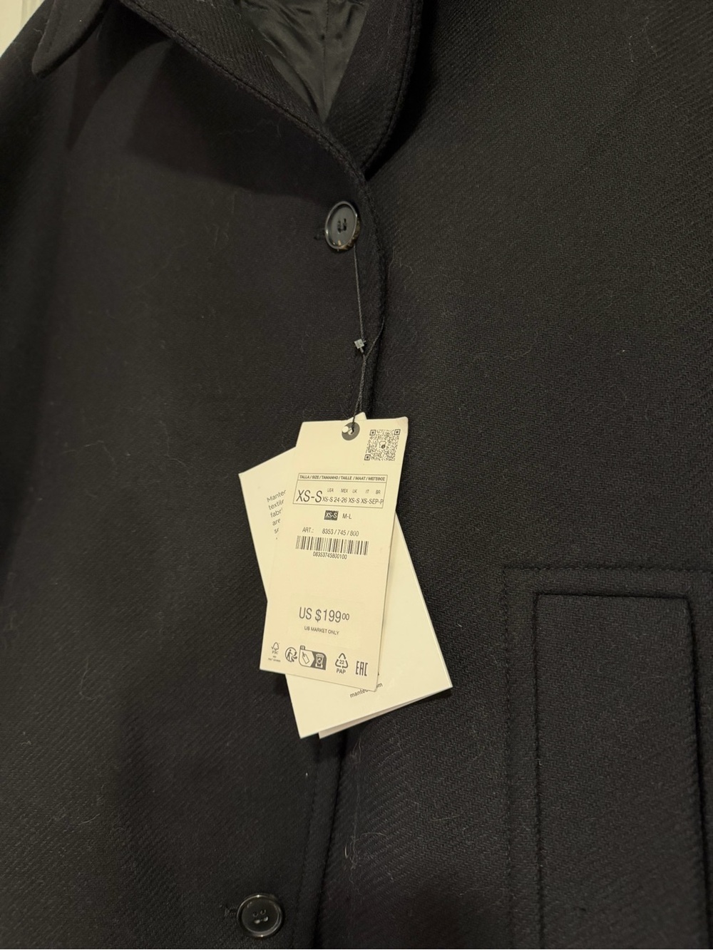 NWT CROPPED MANTECO WOOL COAT ZW COLLECTION - Picture 4 of 6